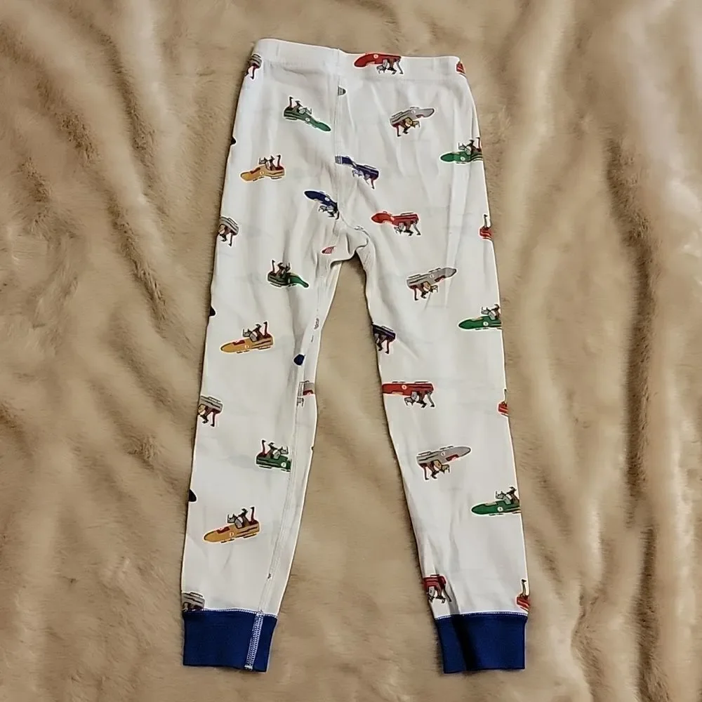 HANNA ANDERSSON 2-PIECE WHITE SNOWMOBILE PAJAMAS, SIZE 4 - 100% ORGANIC COTTON